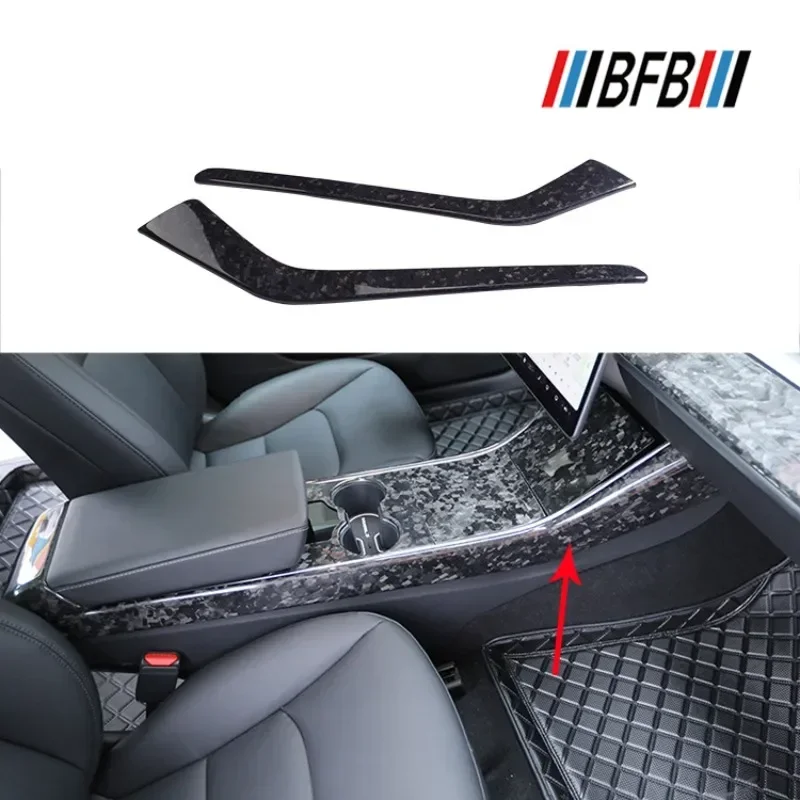 

For Tesla Model 3 bright forged Carbon Fiber marble central control gear on both sides trim gear two panels interior Mouldings