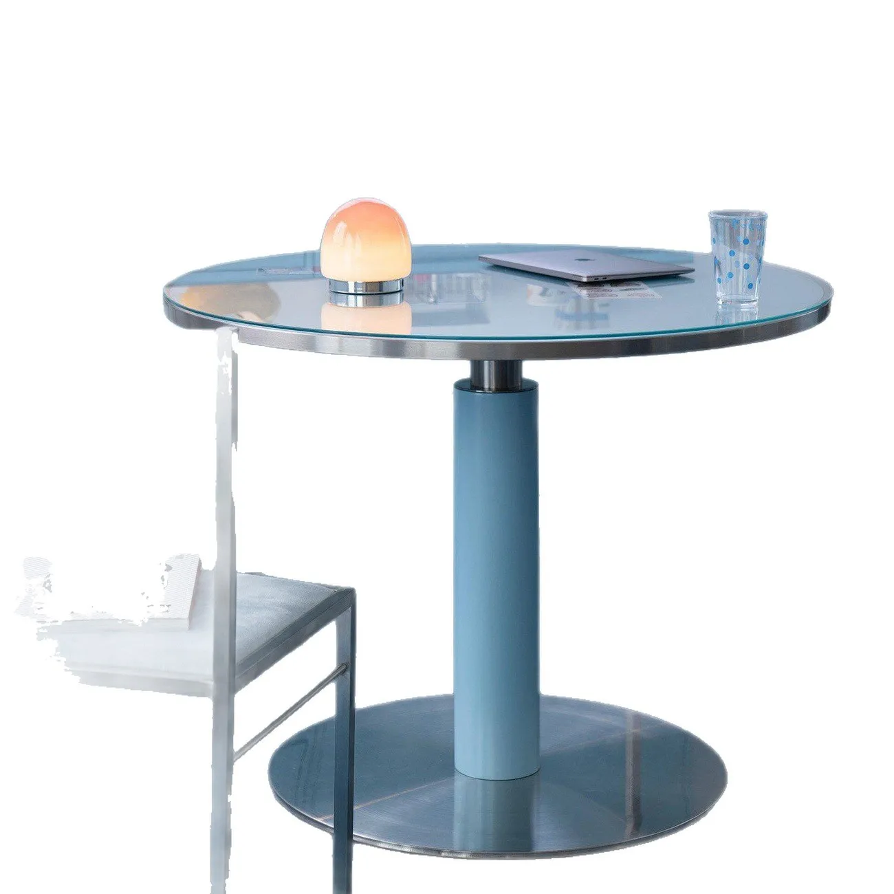 Korean Bauhaus Household Small Apartment Solid Wood Stainless Steel Dining Table Dopamine Negotiation Table