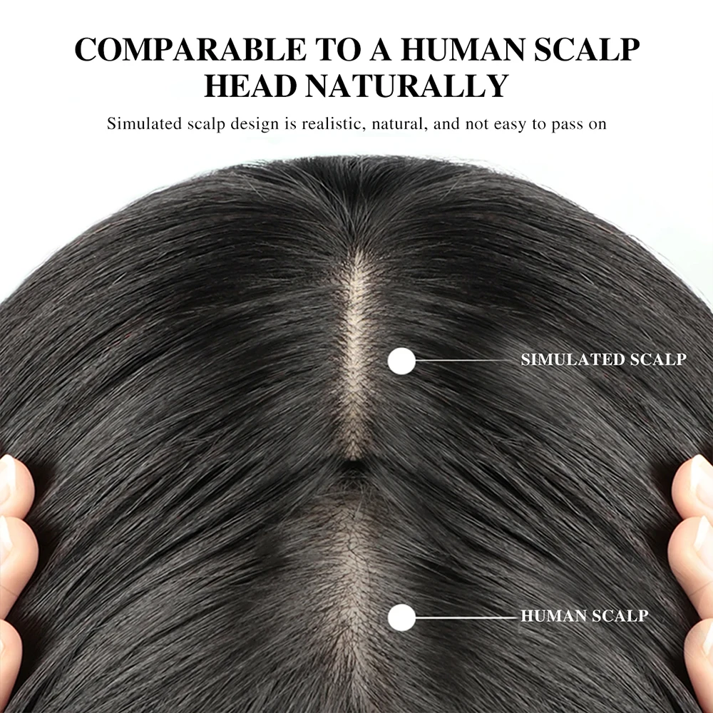 Toppers de cabelo humano real para mulheres, sem franja, atualizado, base suíça, perucas, postiços para queda de cabelo