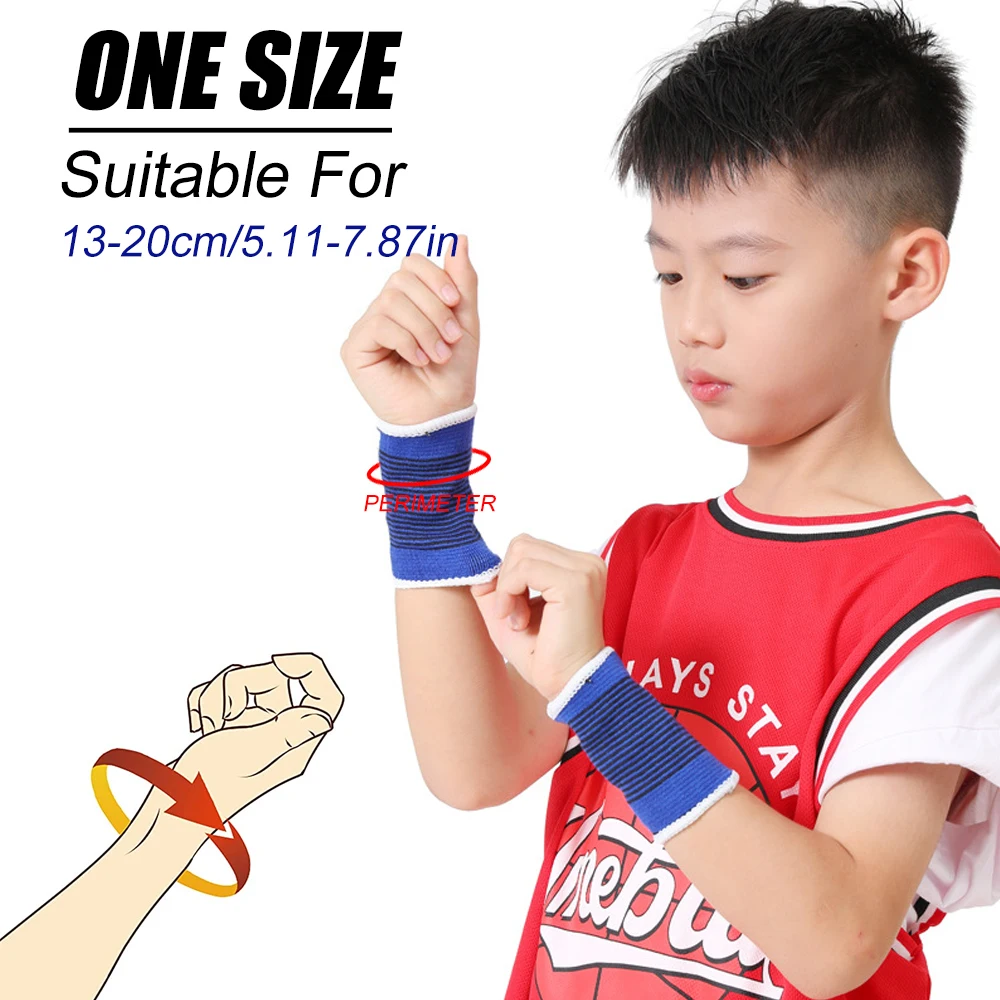 1Pair Children Sports Support Brace Kids Wrist Compression Wristbands for Boys & Girls Youth Basketball Volleyball One Size