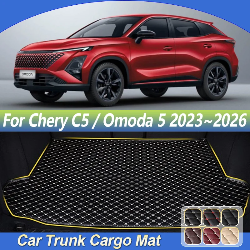 Image of Leder-Kofferraummatte für Omoda 5 Chery C5 E5 2023 2024 2025 2026 Schmutzabweisende Laderaum-Aufbewahrungsmatte Teppich Auto-Zubehör
