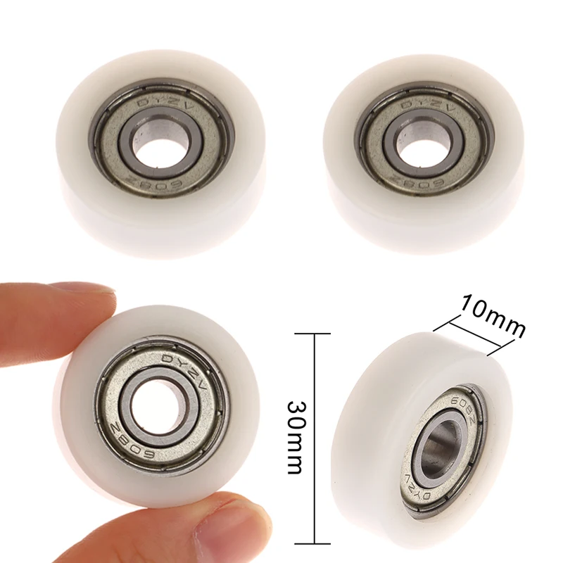 5/3/1Pcs 608 ZZ POM Nylon Round Type Roller Wheel POM Wrapped 608ZZ Bearing Pulley Plastic Wheel Bearing Pulley 8*30*10mm
