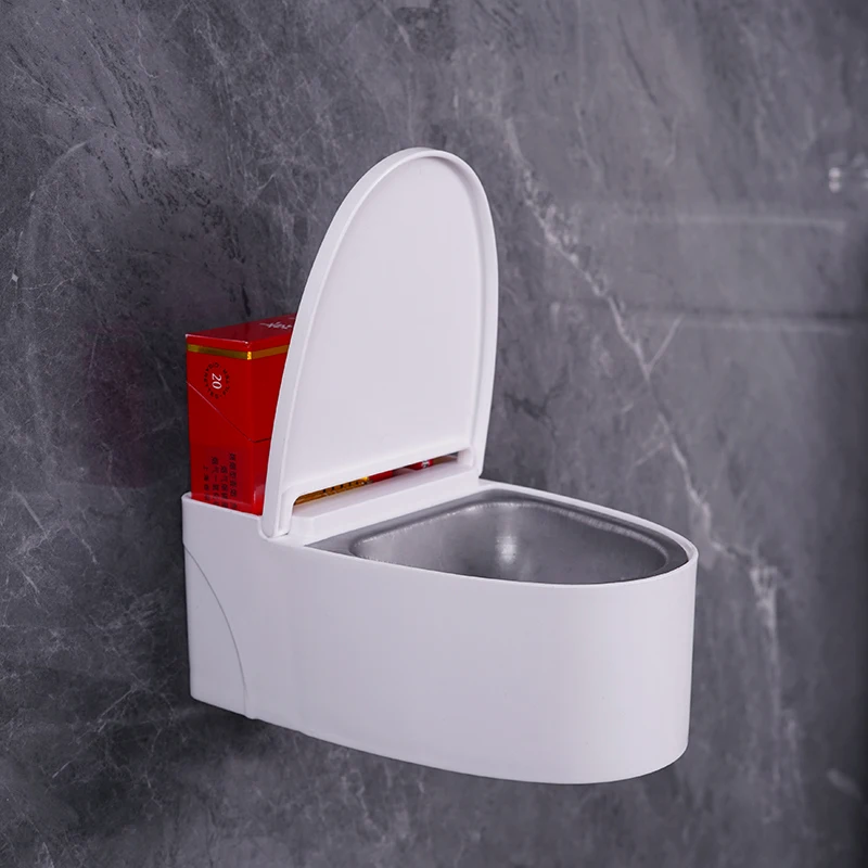 Asbak Toilet Kreatif yang Dipasang di Dinding Berbentuk Toilet dengan Tutup Asbak Alat Merokok untuk Rumah Kantor Kotak Dekorasi Kamar Mandi Asbak