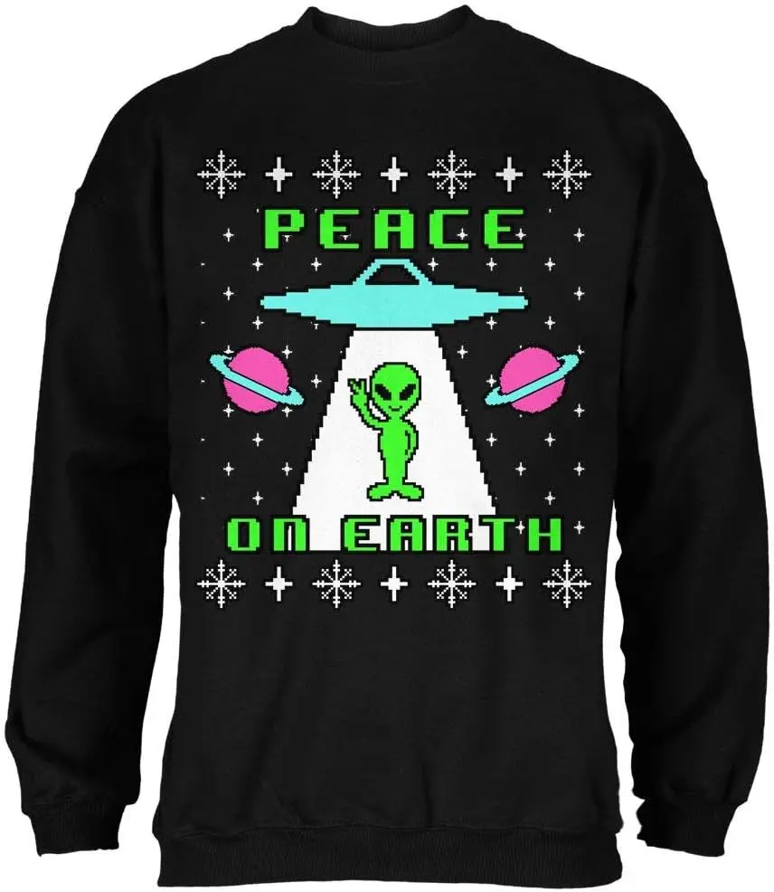 Old Glory Alien Peace on Earth Ugly Christmas Sweater Mens Sweatshirt