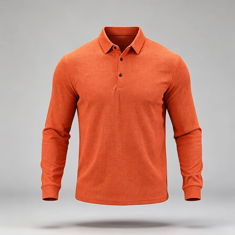 Herren-Polohemd im urbanen Stil, langärmelig, mit Kragen, angenehmer Stoff, ideal für den Stadtverkehr und den Alltag, passend zu verschiedenen Outfits. – Detail 15