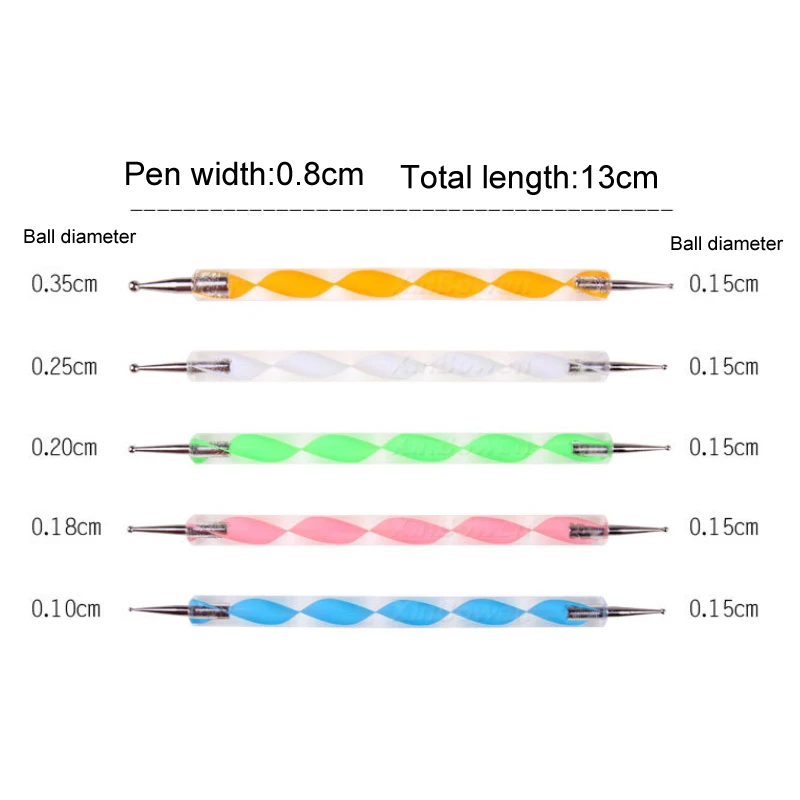 5pcs/set Wood /Acrylic Double Tip Pen Assorted Size Embossing Stylus Tool for DIY Intricate Patterns Polymer Clay Tool Kit
