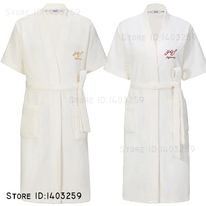 

Autumn Winter Flannel Couple Sleepwear Kimono Bathrobe Gown Yukata Warm Water Absorbing Robe Nightgown Loungewear Loose Homewear