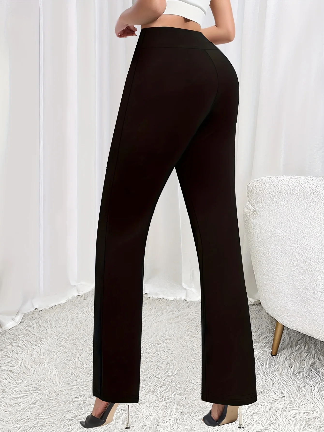 1 piece of women's high waisted straight leg pants - elegant stretch pants for spring, summer, autumn, office women's clothing