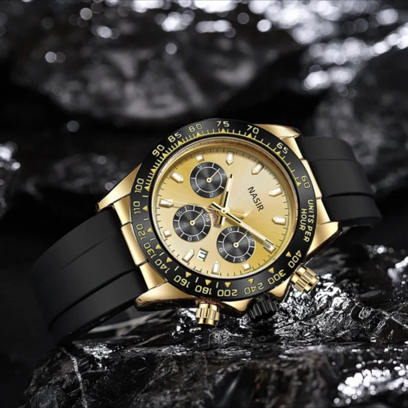 

Hollow out watch, men's multifunctional brand, genuine calendar date, gold trend, fashion, business, men's mechanical watch