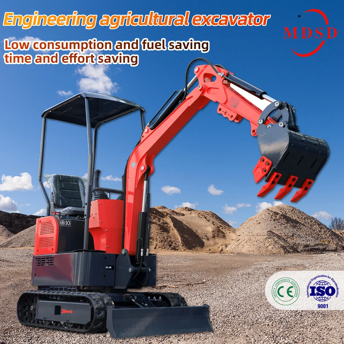 Miniexcavadeira direta da fábrica de 2 toneladas para Kubota Diesel Multi-purpose Euro 5 EPA CE Escavadeira poderosa para construção de fazenda doméstica