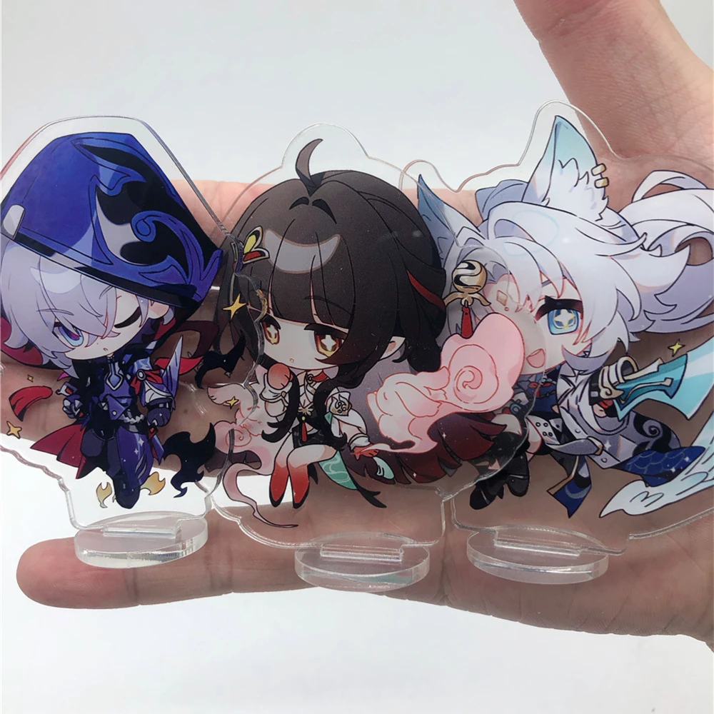 8cm Anime Game Honkai Star Rail Moze Feixiao Lingsha Cosplay Stand Plate Cartoon Figure Character Model Prop