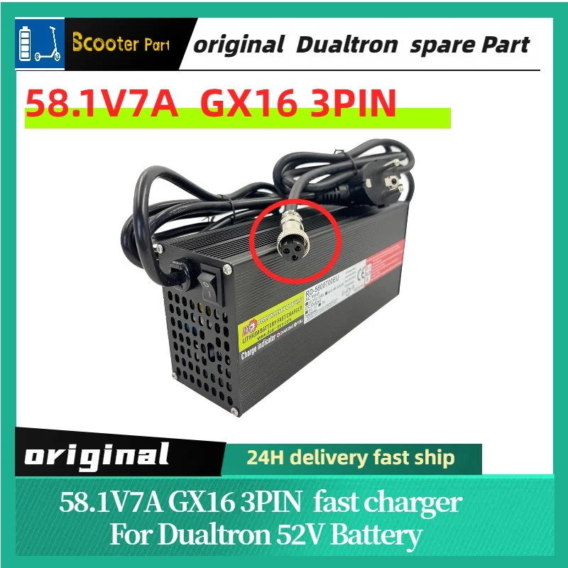 original MInimotors fast charger 58.1V 7A GX16 LP-16 3 Pin Insulated Connector Fast Charger For 52V Battery