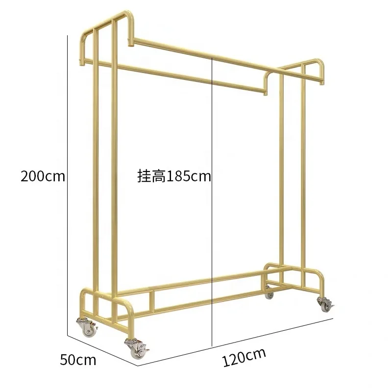 カスタム・リテイルブライダルストアヘビーデューティー衣料品ラックダブルハンギングレール衣料品陳列ラックブティック衣料品ディスプレイラック