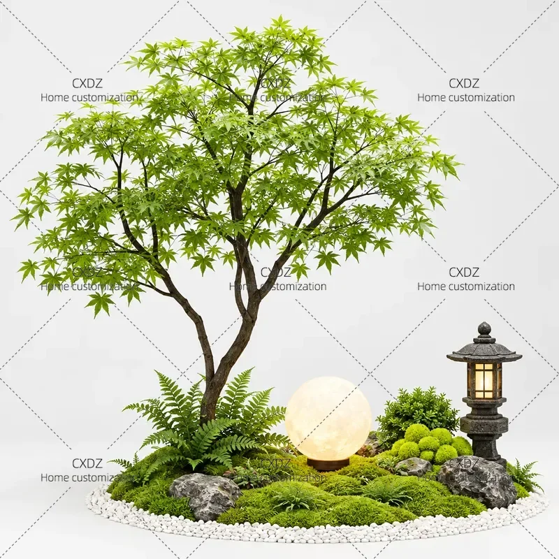 Simulation Green Maple Tree Indoor Large Fake Plant for Hotel Shopping Mall Landscaping Window Decoration Artificial Foliage