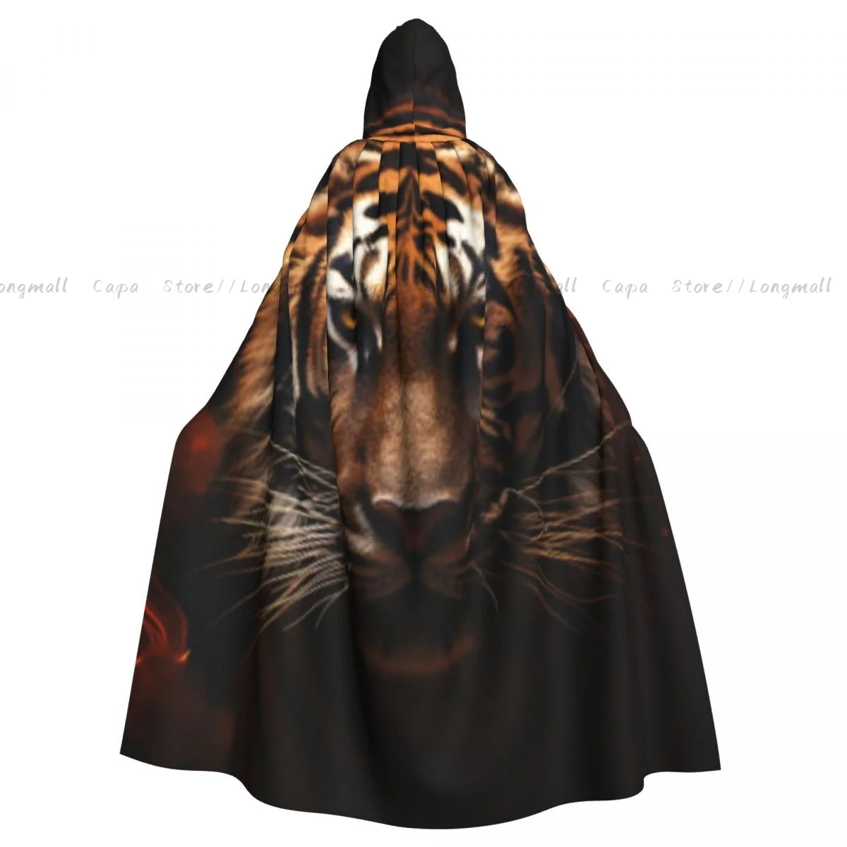 Witch Cloak Portrait Of Tiger With Fire Halloween Cosplay Costume Unisex Adult Cloak Retro Ages Cape