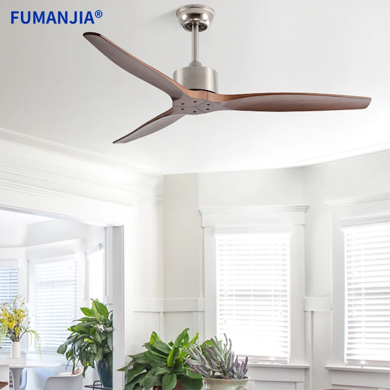 FUMANJIA  42/52/60 Inch Ultra-Quiet 6-Speed DC Ceiling Fan Solid Wood Blades with Smart Remote Energy-Saving for Home Café