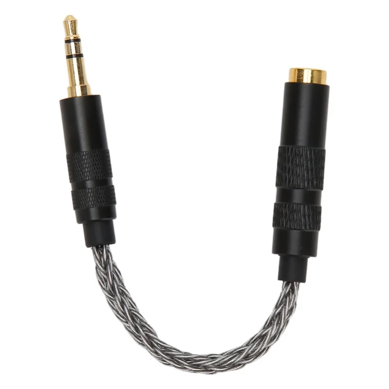 4.4mm Balanced Female To 3.5mm Stereo Male Adapter Cable Gold Plated Connectors Portable Headphone Convert Cable Cold Grey
