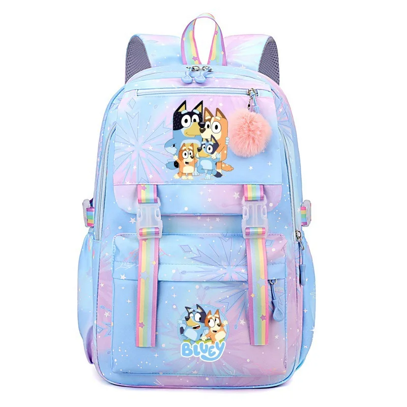 Anime Bingo Dog Bluey nueva mochila arcoíris para estudiantes de primaria y secundaria mochila informal de moda de gran capacidad