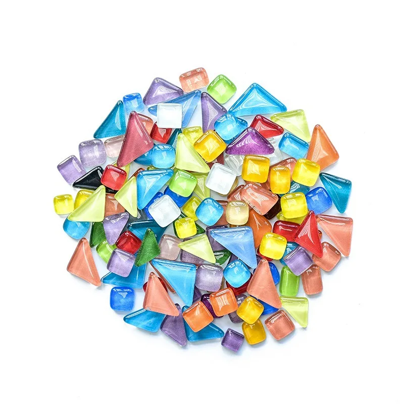 50PCS Irregular Shape Mixed Crystal Glass Colorful Mosaic Stones DIY Handmade Children\'s Creative Decoration Accessories Sticker