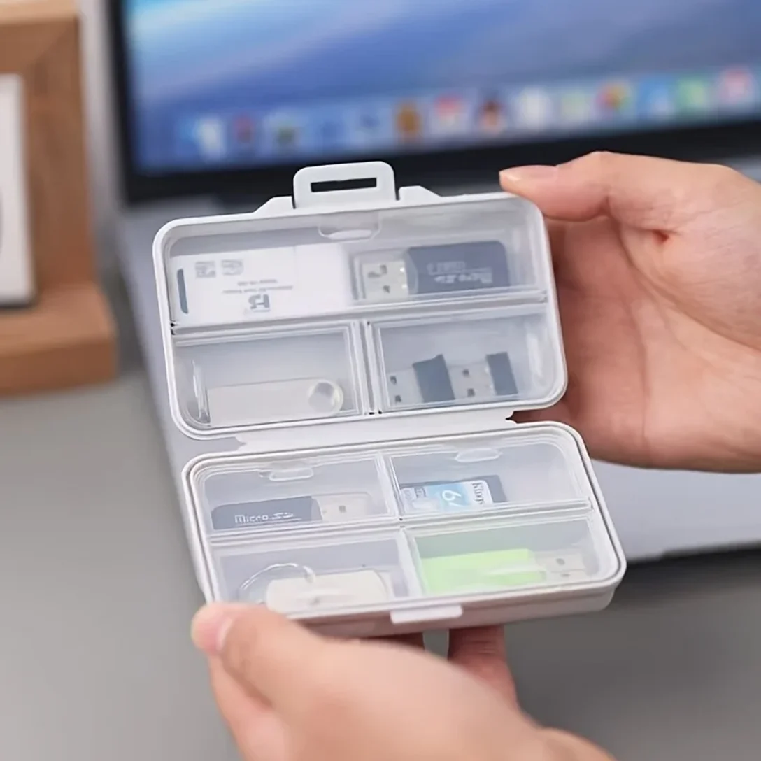 

1PC USB Storage Box with Compartments and Covers, Suitable for Storing Office Supplies, Stationery, and Travel Jewelry