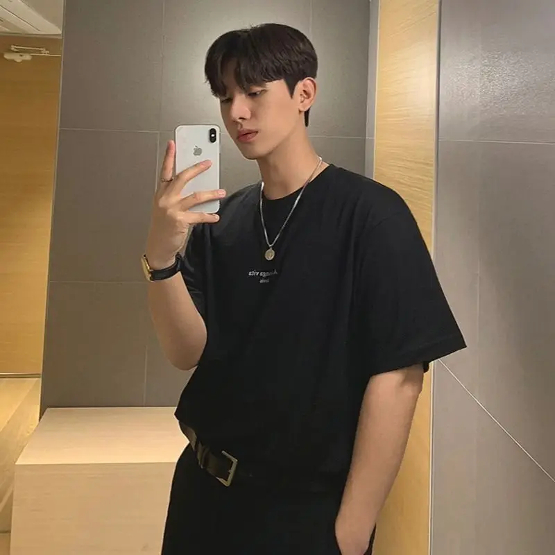 

Summer new short-sleeved men simple and versatile T-shirt loose five-quarter sleeve T-shirt Korean style trendy half-sleeved men