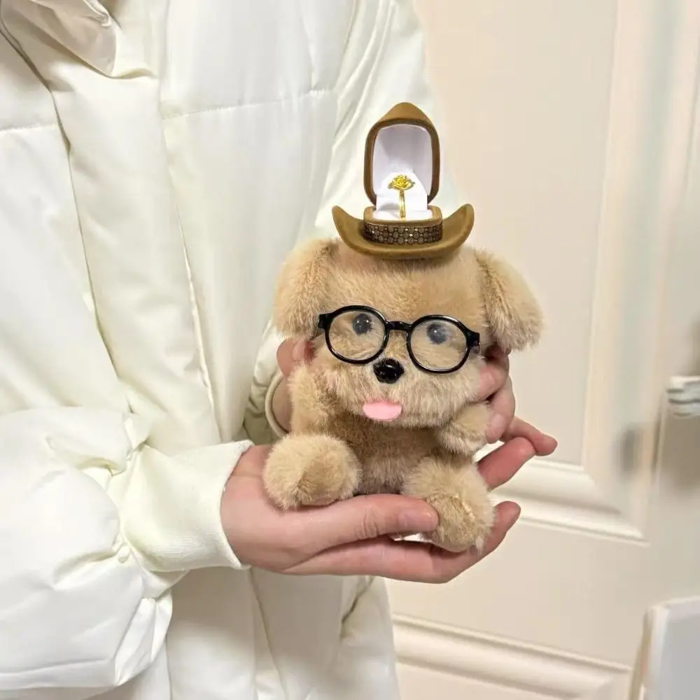 Kawaii Bear Puppy Ring Box Dog Engagement Ring Wedding Ring Case Cute Stuffed Couple Rings Holder Valentine's Day gift