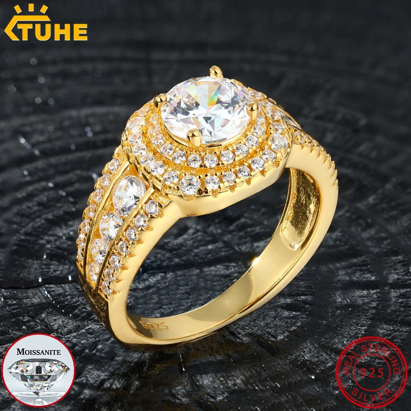 

Кольцо из серебра 925 пробы с муассанитом для мужчин и женщин