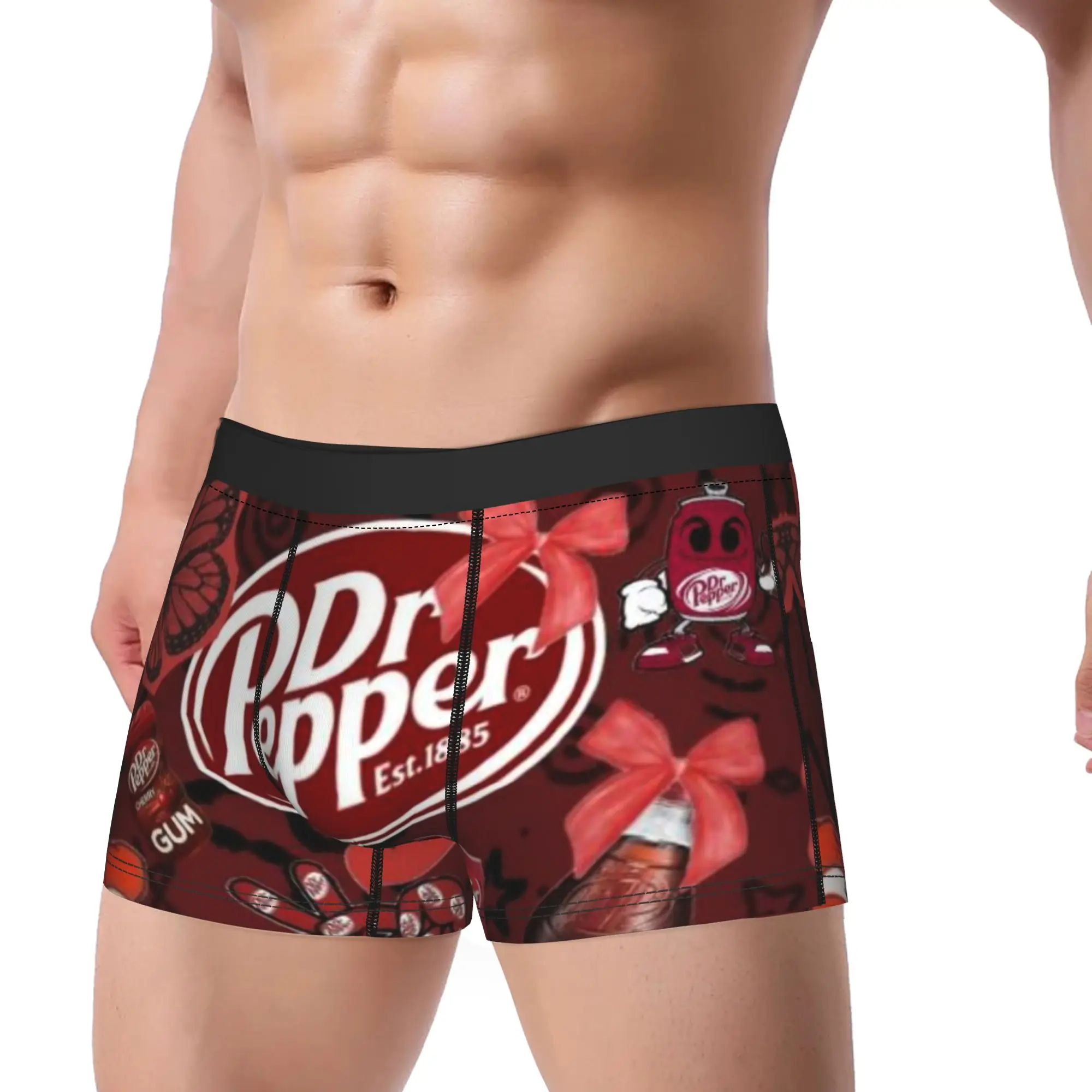 Red (2) Dr Pepper Underpants Homme Panties Male Underwear Comfortable Shorts Boxer Briefs