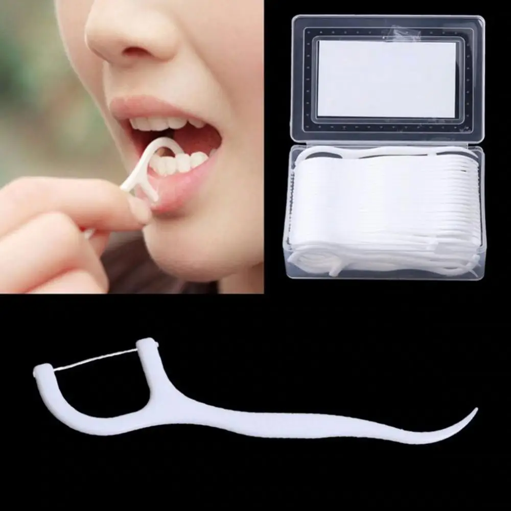 50Pcs/set Dental Floss Flosser Pick Toothpicks Stick Oral Care Teeth Cleaning Dental Floss Tool