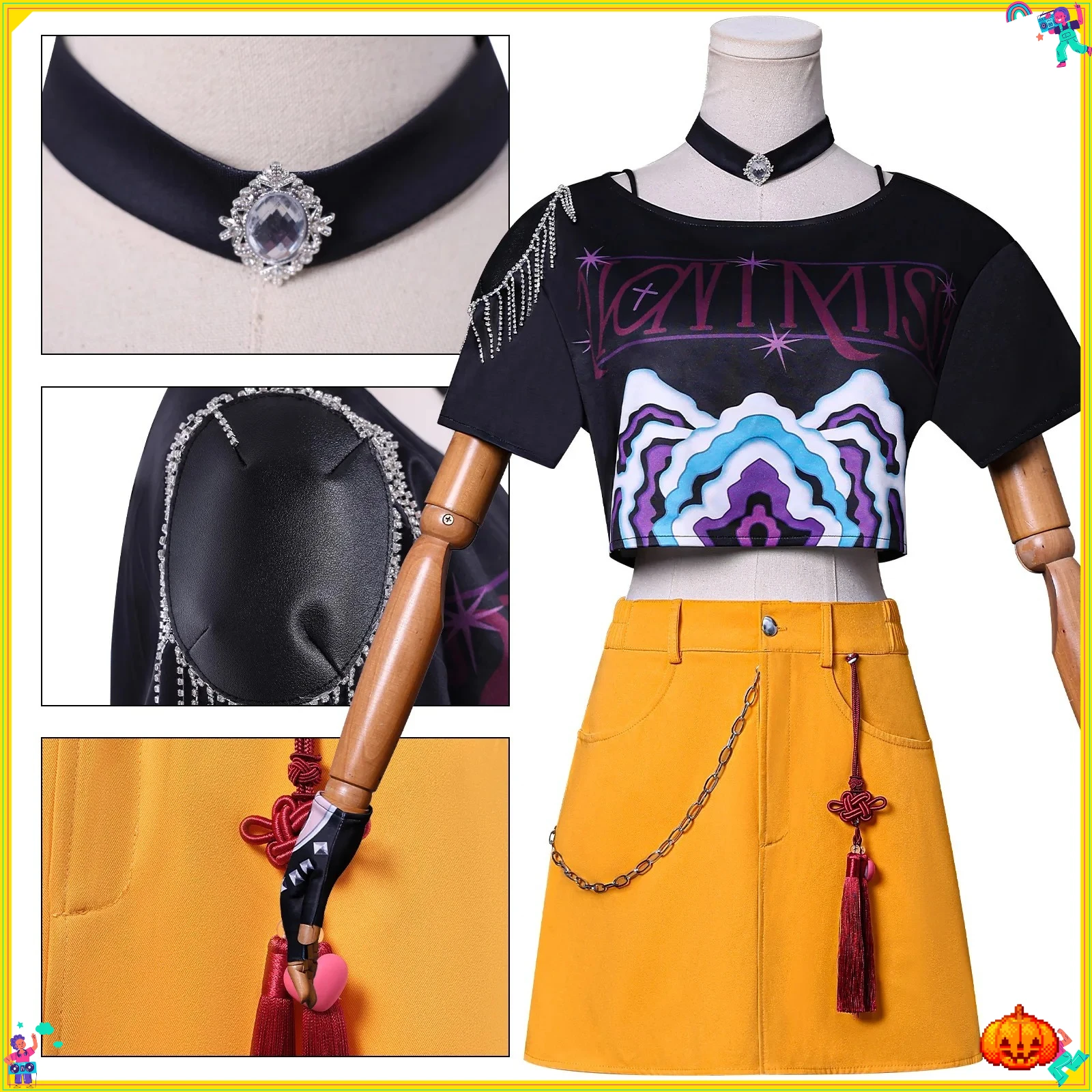 Perruque de Cosplay du film Kpop pour enfants filles, Mira Rumi Zoey chasseurs de démons, violet, noir, rouge, cheveux longs, accessoires de Cosplay d'halloween, 2025