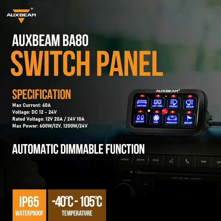 Switch Panel BA80 Automatic Dimmable LED Touch Control Panel Box Electronic Relay System Car Touch Switch Box Universal