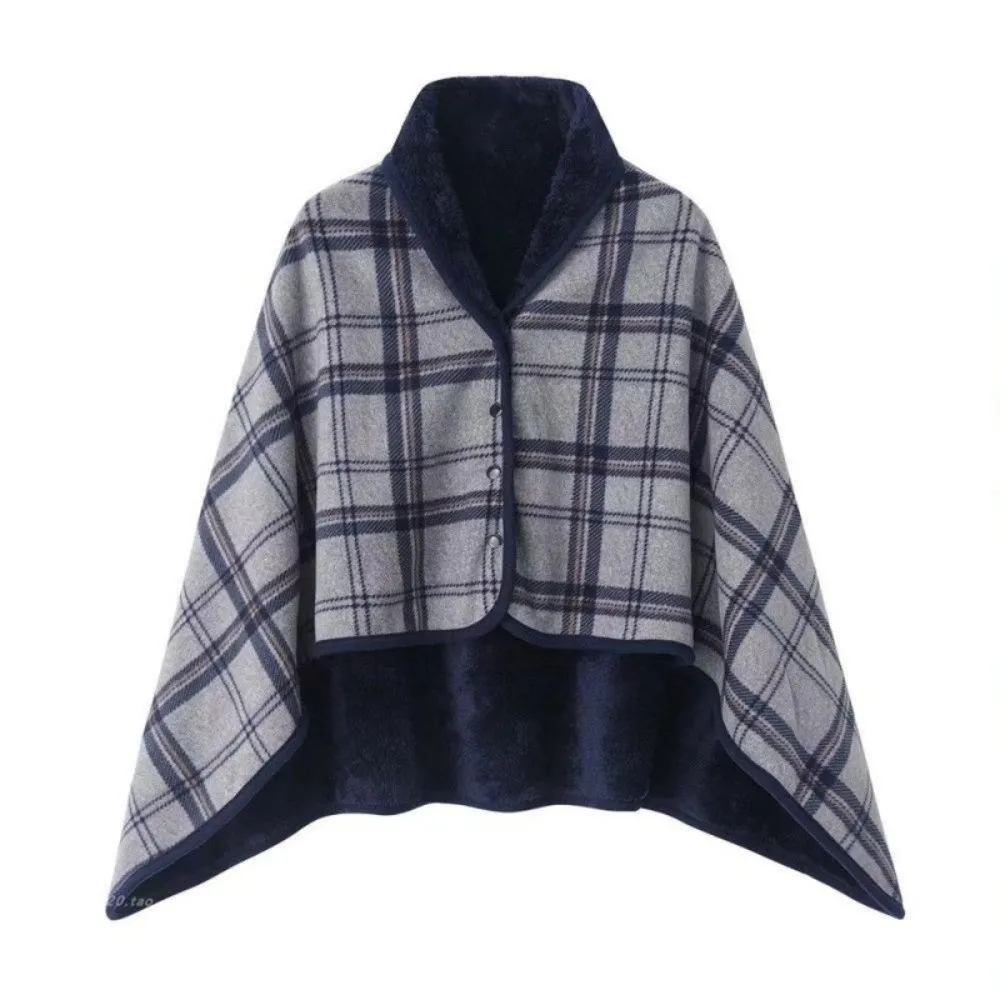Flannel Material Wearable Blanket Button Closure Plaid Pattern Shawl Blanket Lightweight Warm Fabric Wrap Blanket Winter Season
