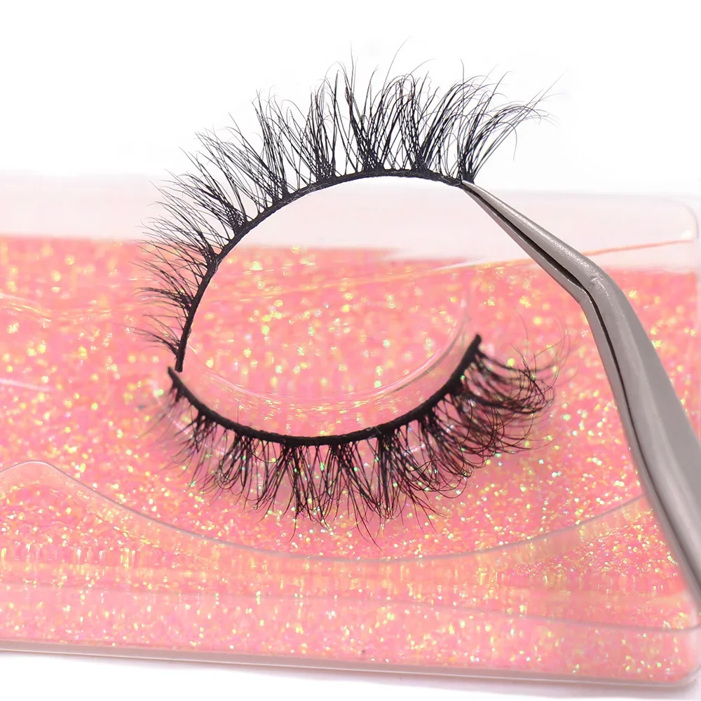 AMAOLASH Gefälschte Wimpern Kurze natürliche Nerzwimpern Flauschige dünne Wimpern Volumen 12mm-15mm Falsche Wimpern Cosplay Make-up