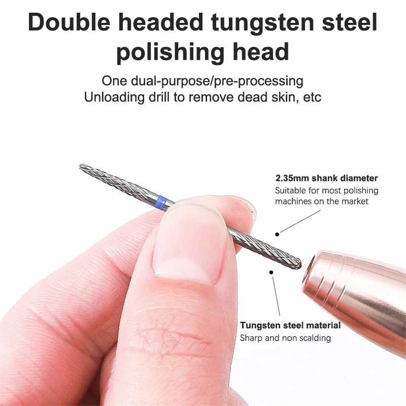 電気ネイルドリル,ダブルヘッド,タングステン鋼,カーバイド,マニキュアマシン,ペディキュアアクセサリー