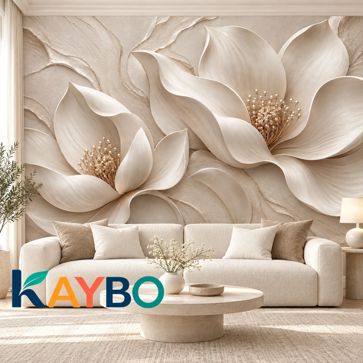 Floral Wall Mural Beige Flower Wallpaper Luxury Botanical Living Room Bedroom Feature Wall Decor Non Self Adhesive Home Decor