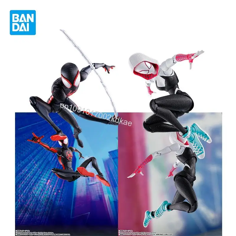

In stock Bandai Original SPIDER-MAN Spider-Gwen Miles Morales S.H.Figuarts Anime figure Action Figures Collection Model Toys