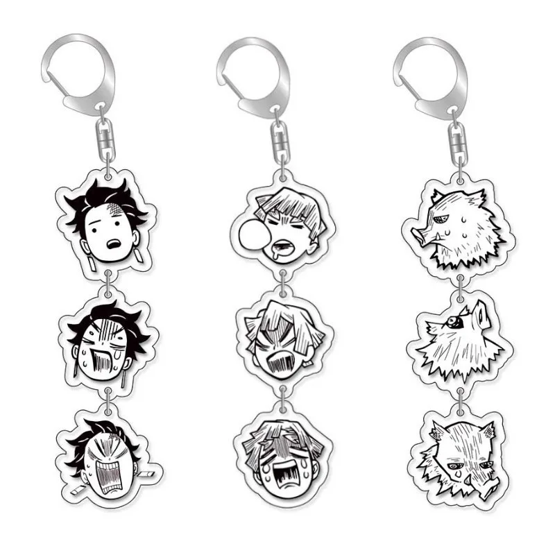 

Demon Slayer Cartoon Keychain Anime Action Figures Tanjirou Kamado Nezuko Hashibira Inosuke Cartoon Doll Key Car Decoration Gift