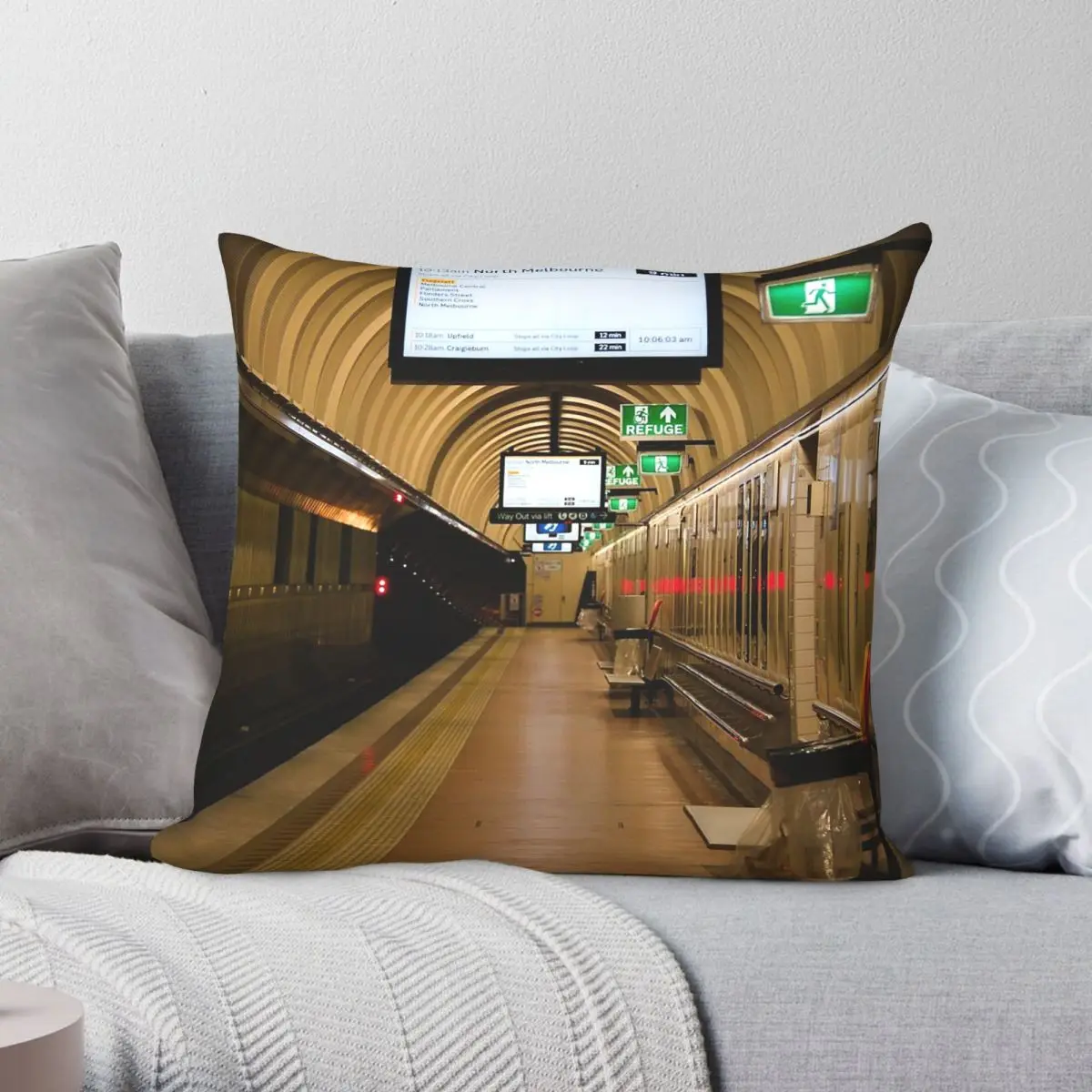 Flagstaff Railway Station Square Pillowcase Polyester Linen Velvet Printed Decorative Pillow Case Sofa Cushion Cover Wholesale