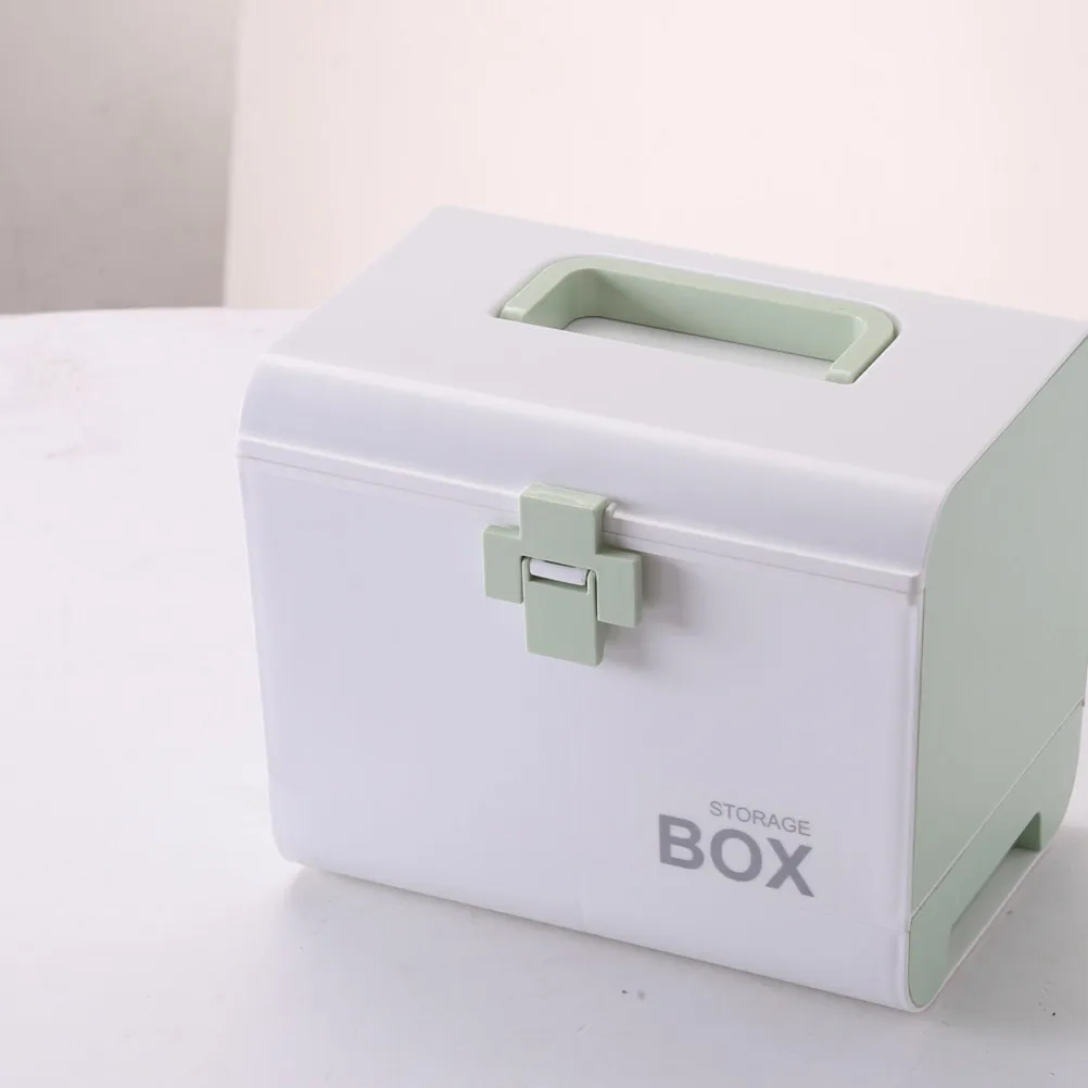 1pcs-durable-medicine-box-plastic-organizer-for-family-travel-home-use-with-separate-compartments-green-medication