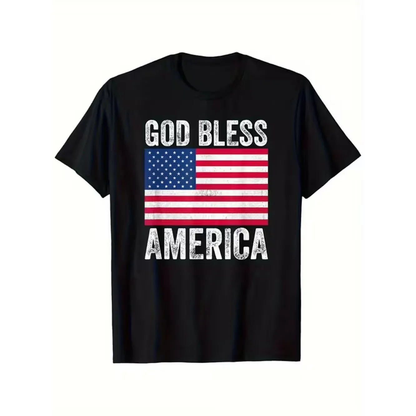 item picture mens heavyweight 100 cotton vintage distressed american flag t shirt with god america text casual crewneck tee for casual attire sizes s xxxl black usa shirt for