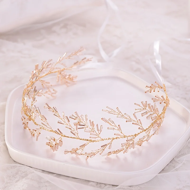 Gold Color Crystal Headband Hairband Tiara Party Rhinestone Hair Vine Bridal Wedding Hair Accessories Jewelry Vine Band Headband