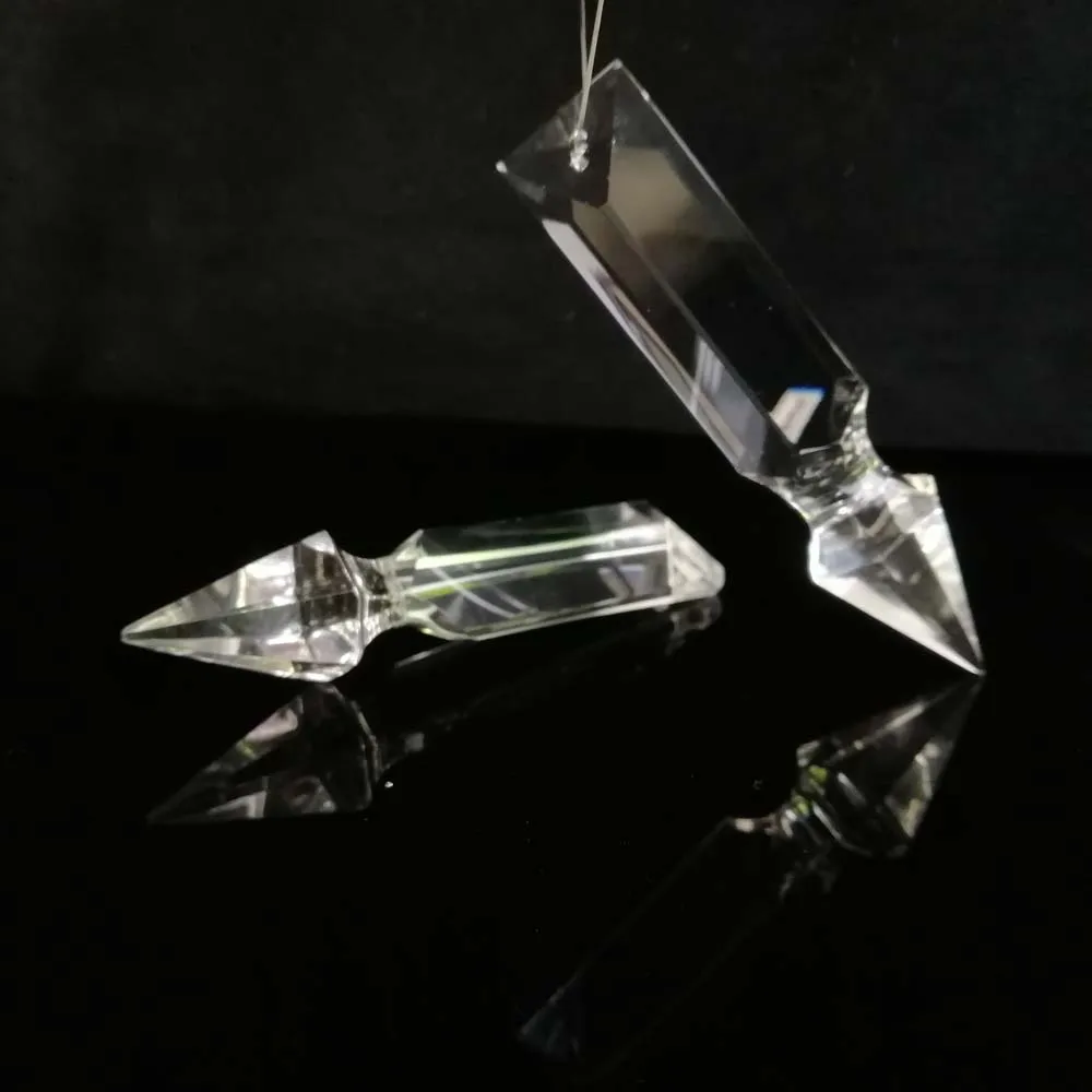 Camal 1PCS 84mm K9 Clear Conical Rocket Head Shaped Long Crystal Glass Prisms Pendant SunCatcher Lamp Lighting Chandelier Parts