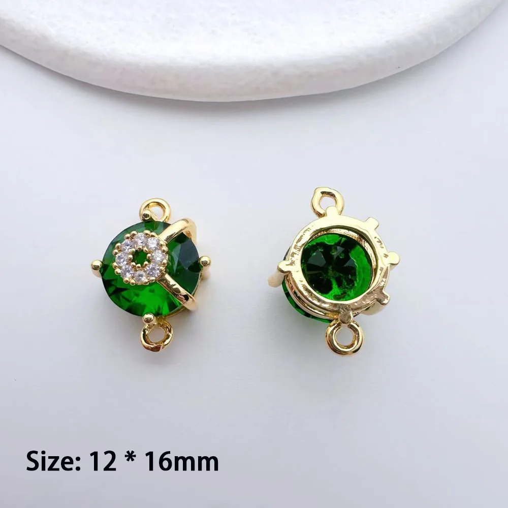 10 قطعة/الحقيبة خمر النحاس مطلي 18K الذهب مع كريستال زجاج دائري حلقة مزدوجة موصل DIY بها بنفسك صنع المجوهرات الملحقات