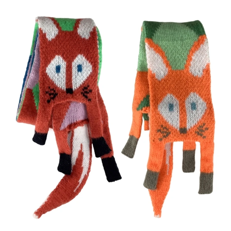 Cartoon Animal Scarf for Kids and Ladies, Lovely Designing Long Muffler Knitted Neckerchief for Autumn & Winter