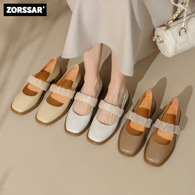 

Flat Shoes For Women Leather Ballerinas Square Toe Shallow Slip On Ballet Flats Maternity Loafers Moccasins Ladies Casual Flats