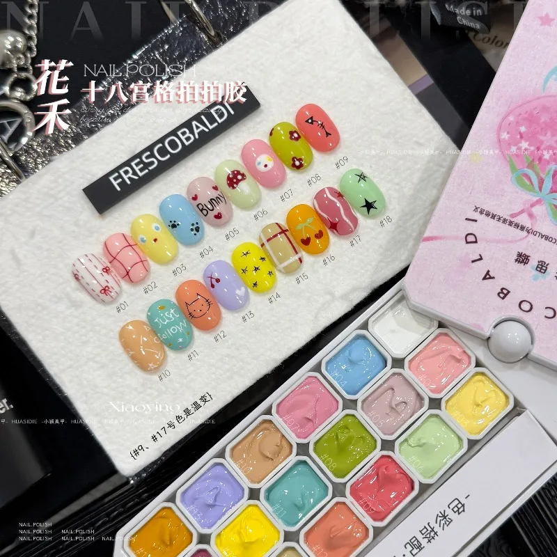 4IN1 Pat Gel Nail Polish French Nail Manicure Solid Easy Gradient Painting UV/LED Gel Varnishes 18 Macaron color Paint Art Gel