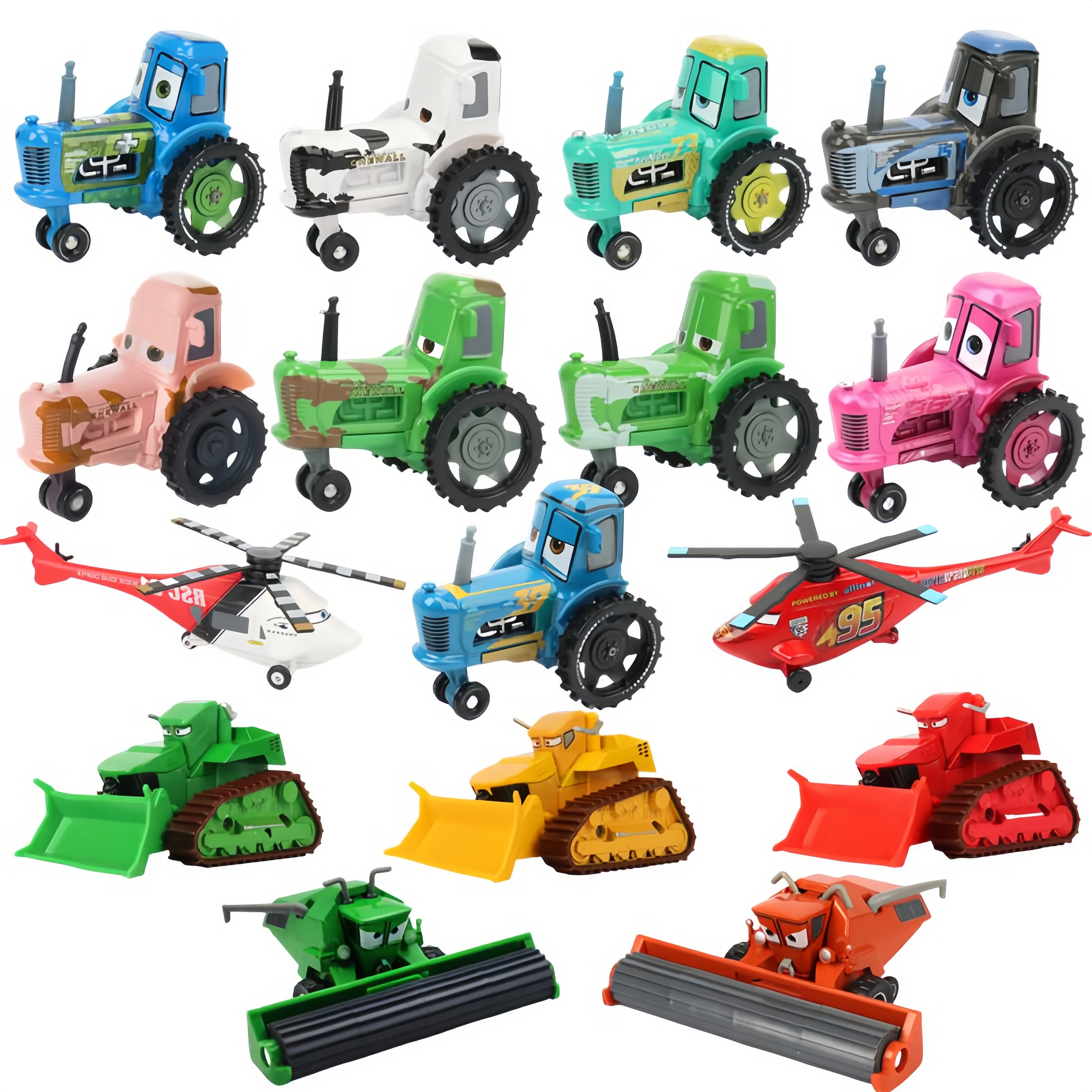 

Cars Pixar Cars Lightning McQueen Rhapsody Matador Bulldozer Truck Mater Harvester 1:55 Diecast Metal Car Model Toys