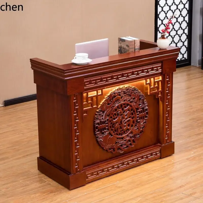 DSA  New Chinese Style Cash Register Retro Solid Wood Antique Foot Massage Restaurant Tea House Multi-Functional Bar Reception