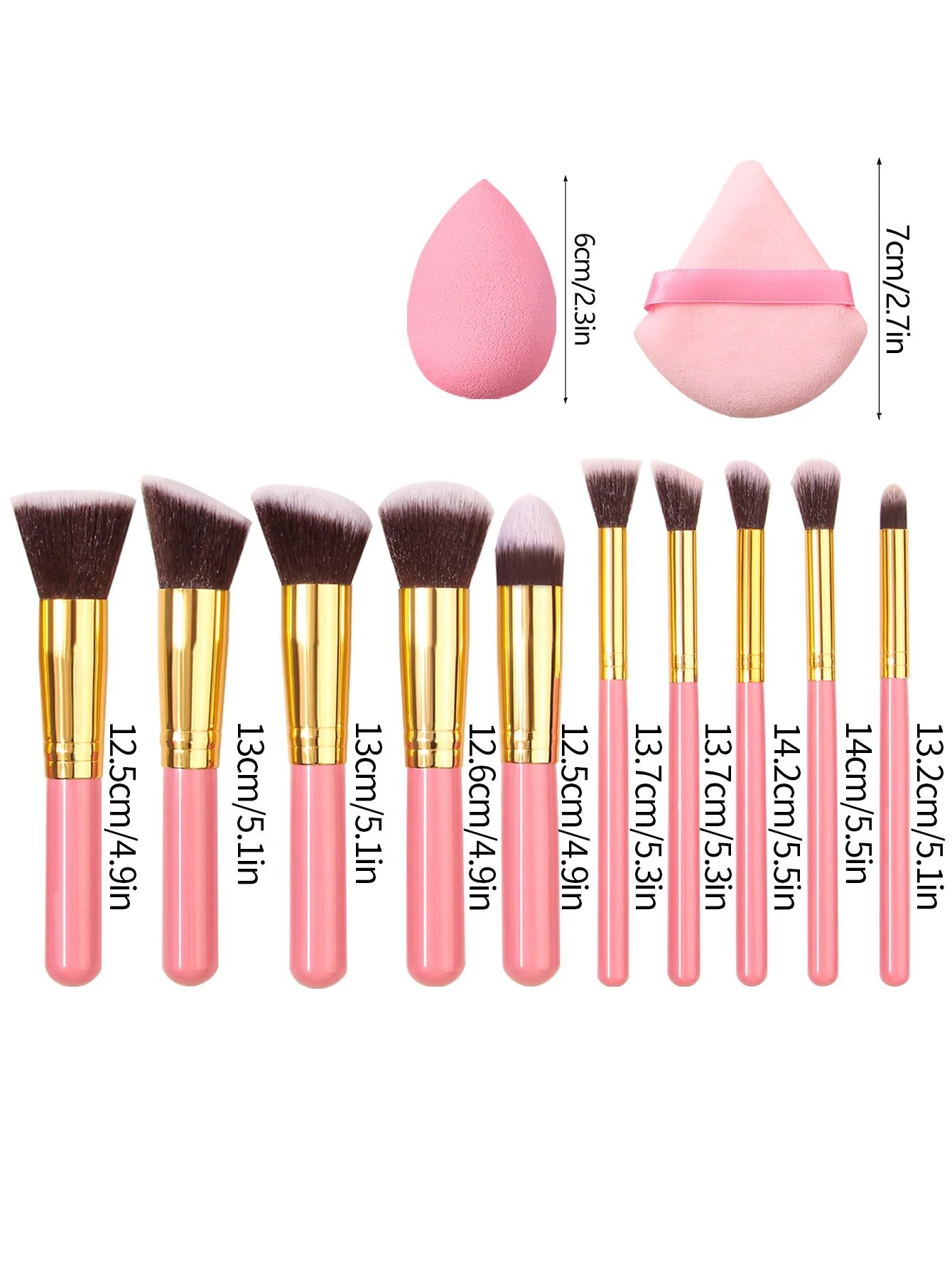 16PCS 10 soft hair beginners portable makeup brush set +3pcs dry and wet sponge makeup egg +3pcs setting triangle powder puff