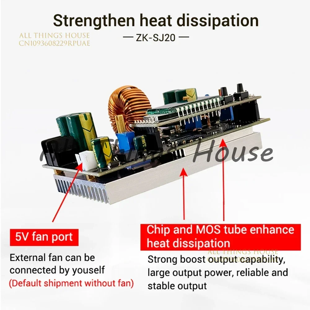 

ZK-SJ20 Automatic Step Up Down MPPT Module with LCD Display Buck Boost Converter Power Supply Module Adjustable XY PCB